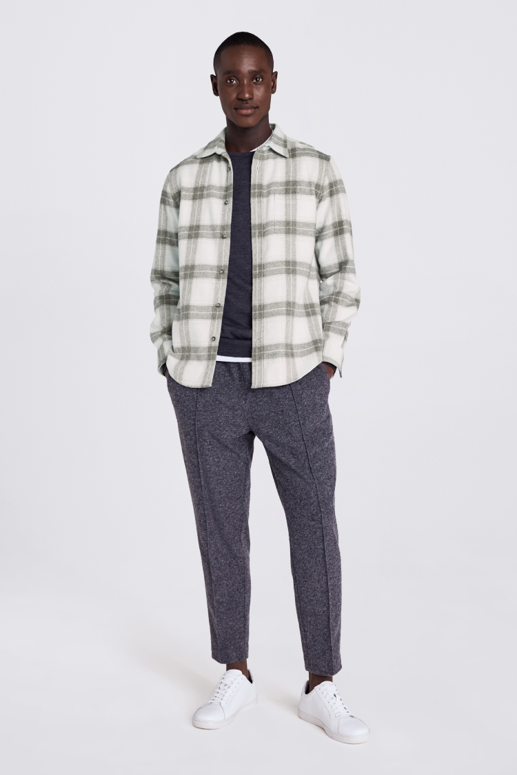 Tailored Fit Grey Check Overshirt. | Buy Online at Moss