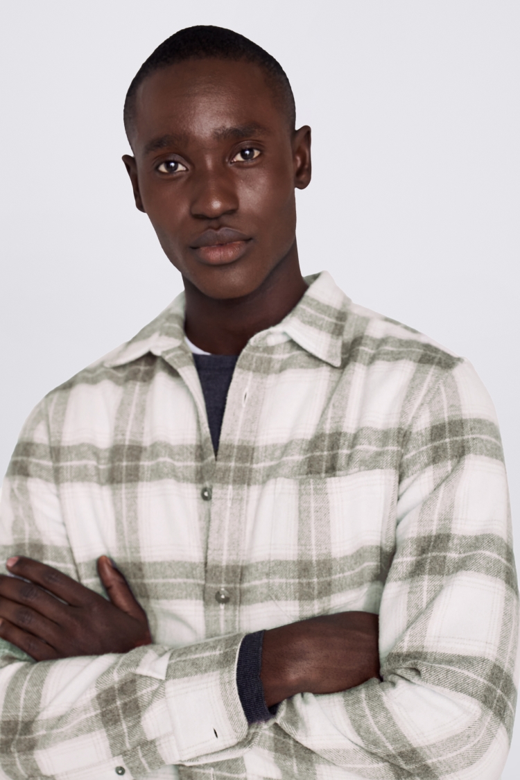 Tailored Fit Grey Check Overshirt.