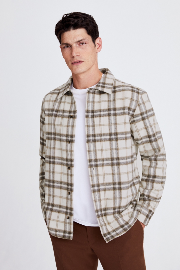 Tailored Fit Tobacco Check Overshirt