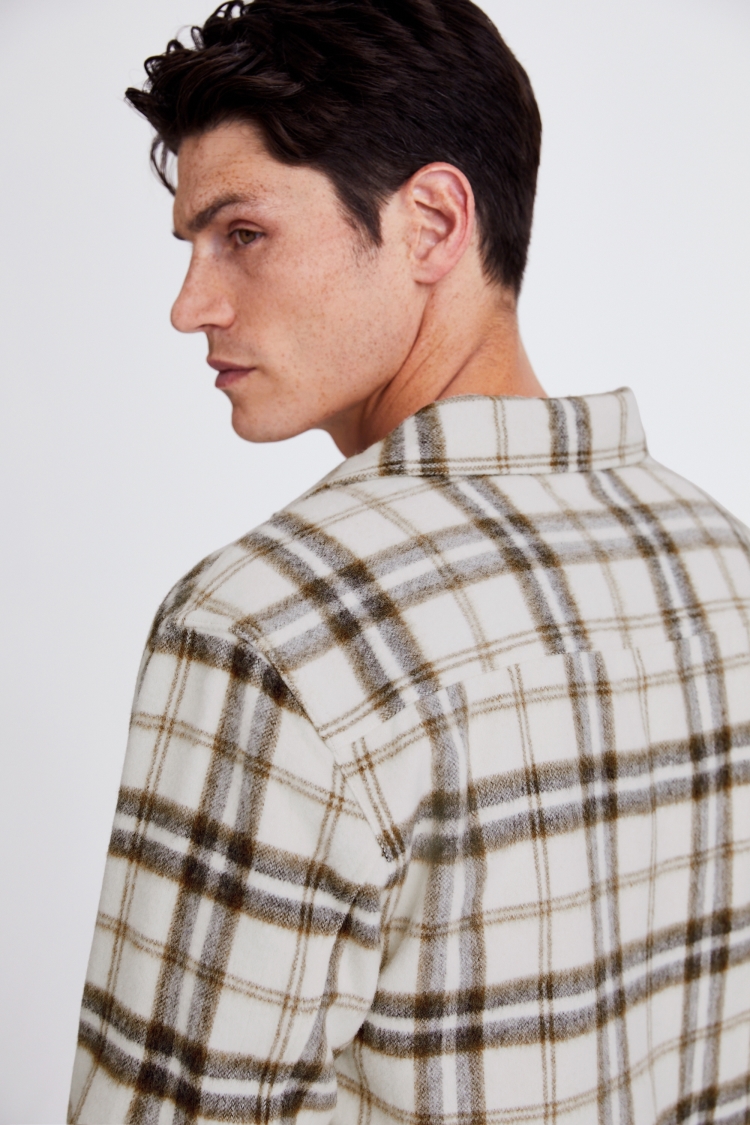 Tailored Fit Tobacco Check Overshirt