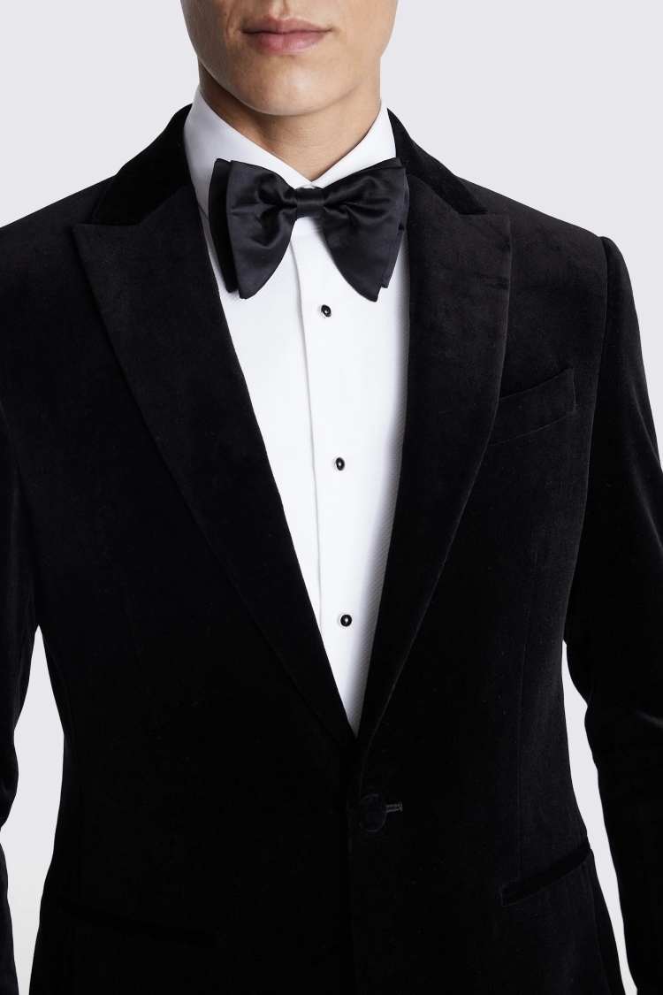 Tailored Fit Black Velvet Jacket