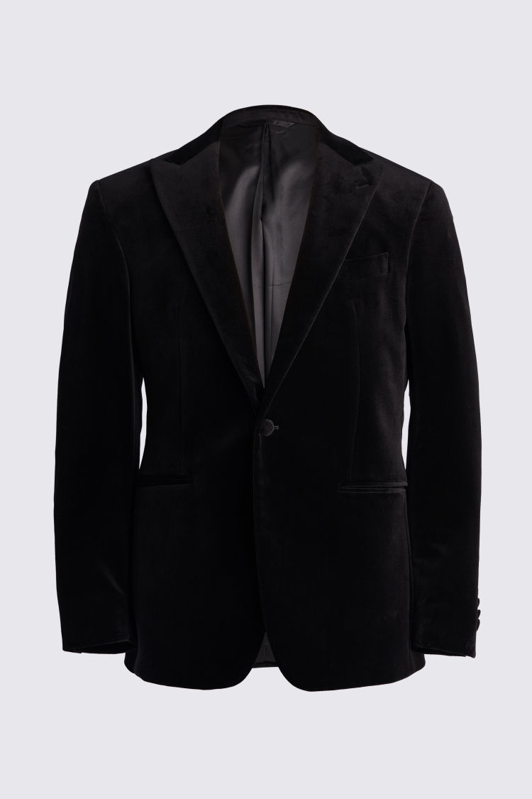 Tailored Fit Black Velvet Jacket