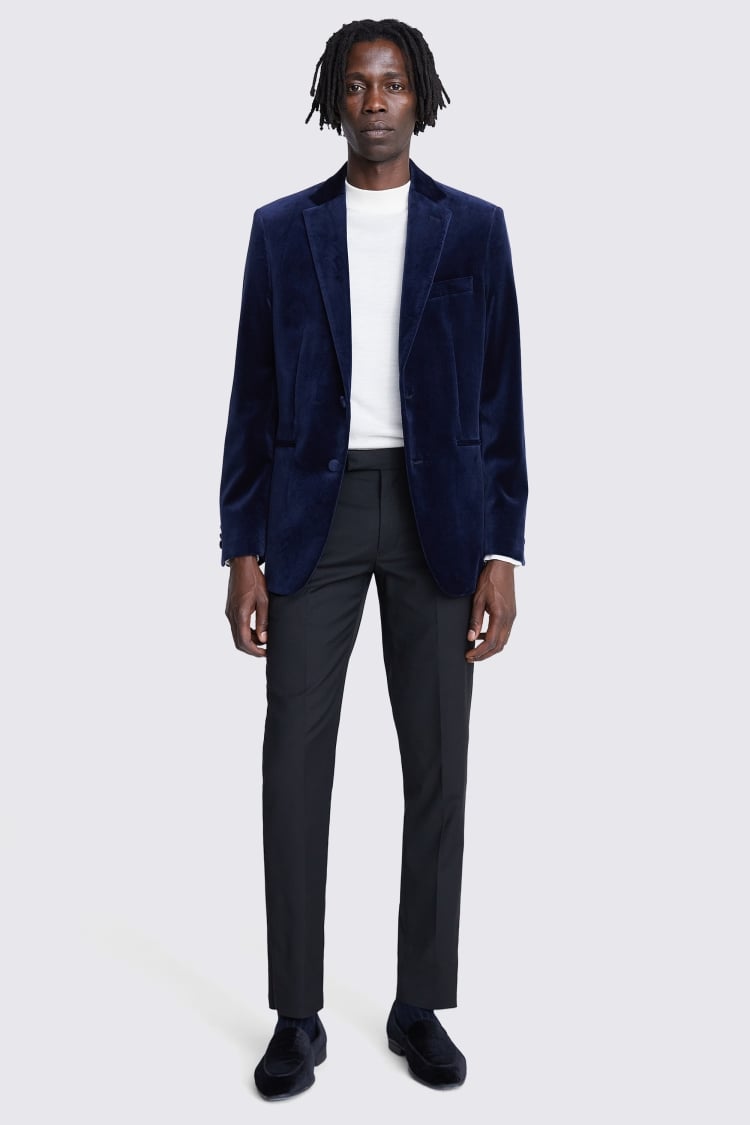 Tailored Fit Blue Velvet Jacket Buy Online at Moss