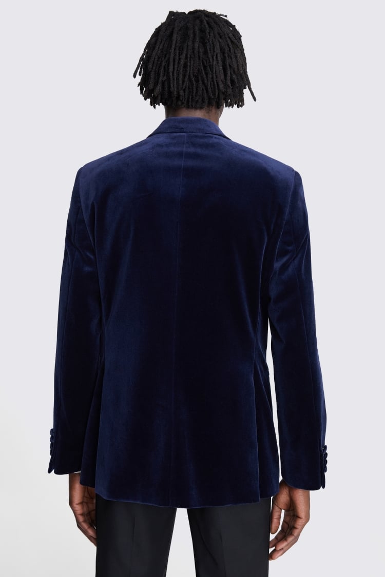 Tailored Fit Blue Velvet Jacket