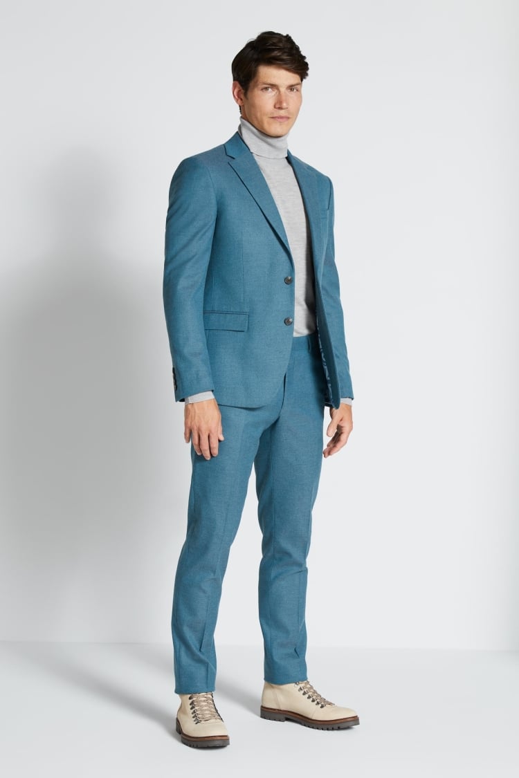 Slim Fit Teal Flannel Suit