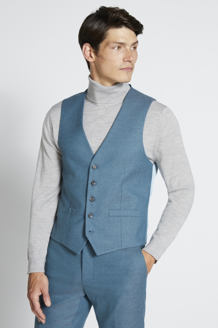 Slim Fit Teal Flannel Vest