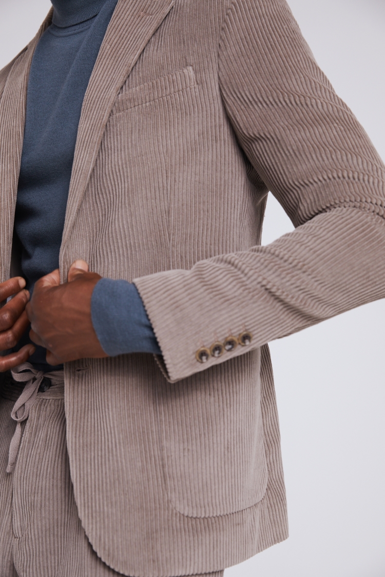 Slim Fit Taupe Corduroy Jacket