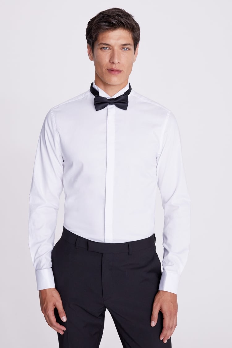 Slim Fit White Wing Collar Dress Shirt