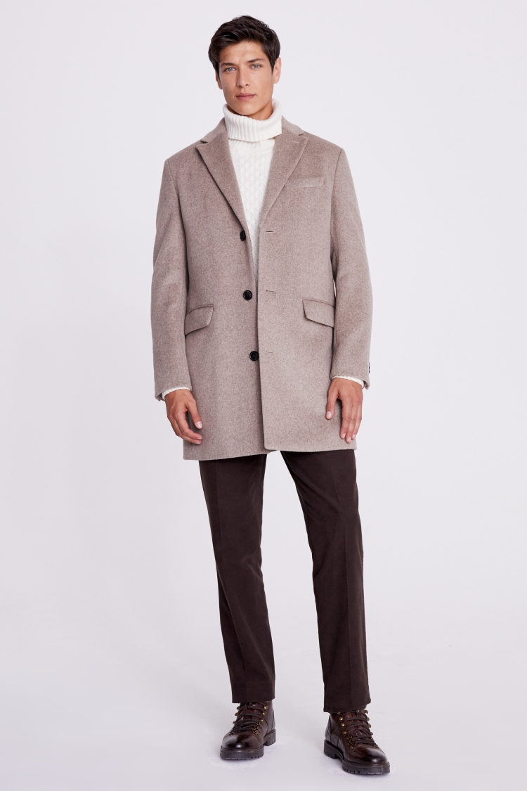 Oatmeal Wool Blend Overcoat