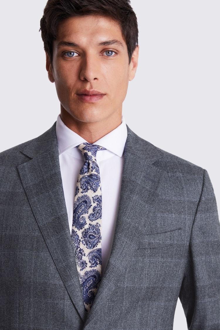 Italian Tailored Fit Grey Check Suit