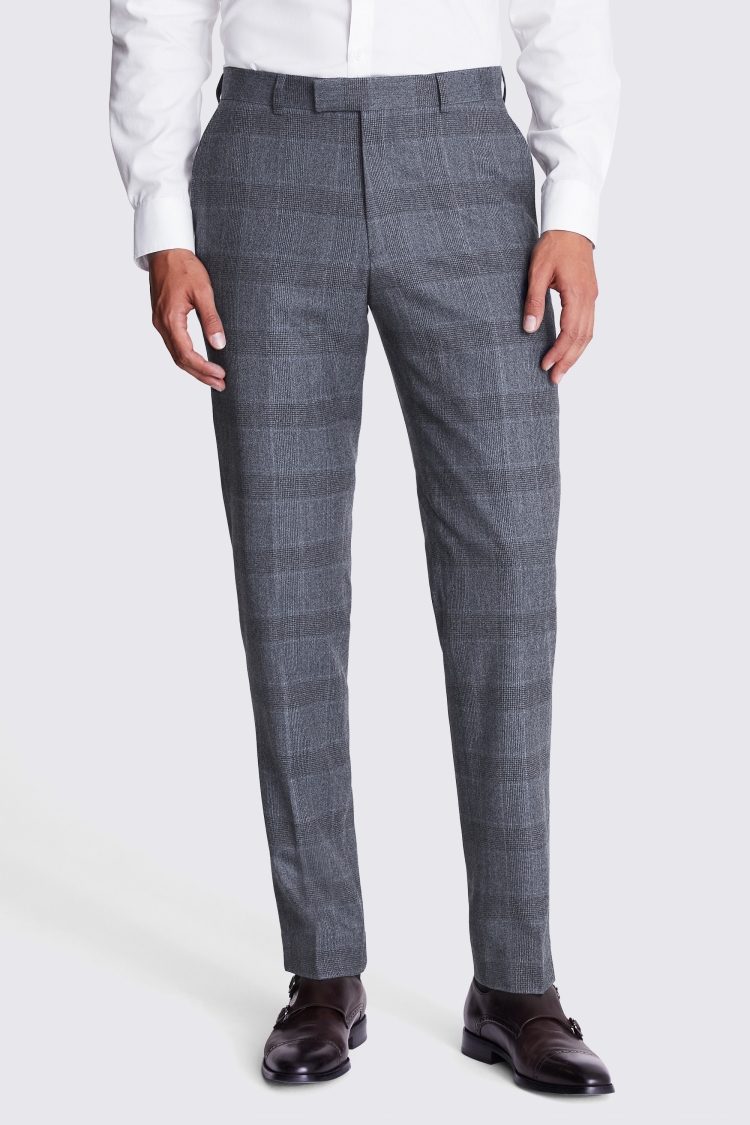 Italian Tailored Fit Grey Check Trousers