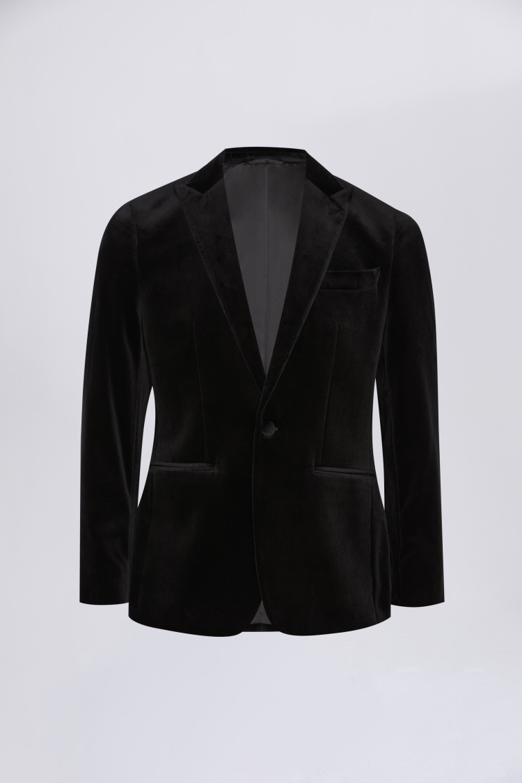Regular Fit Black Velvet Jacket