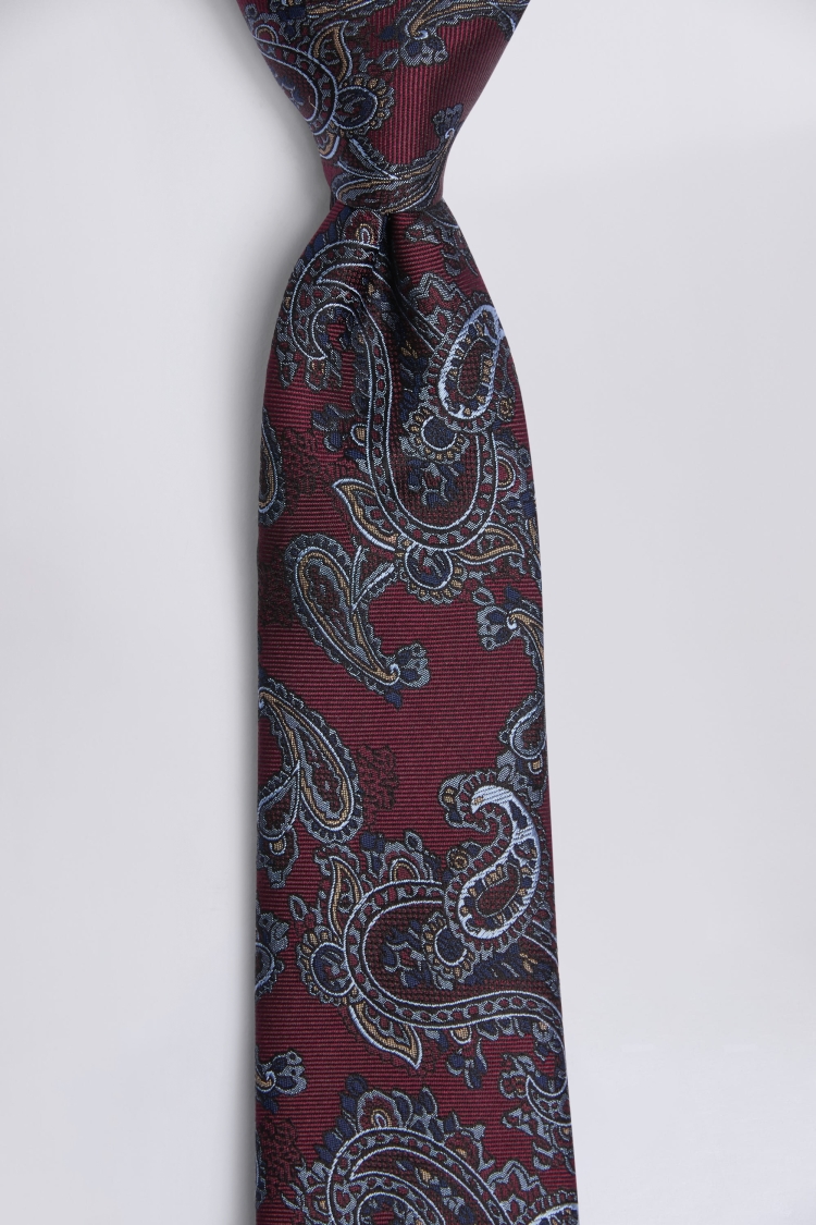 Burgundy & Navy Paisley Silk Tie