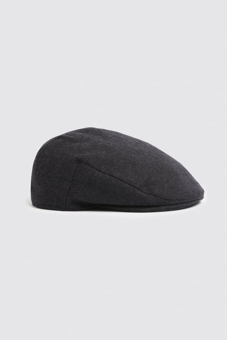 Charcoal Melton Flat Cap