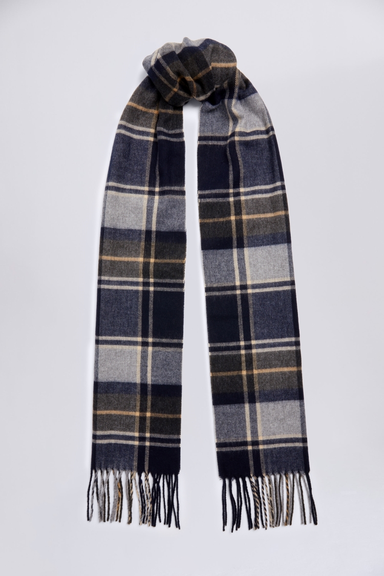 Navy Check Recycled Cashmink Scarf