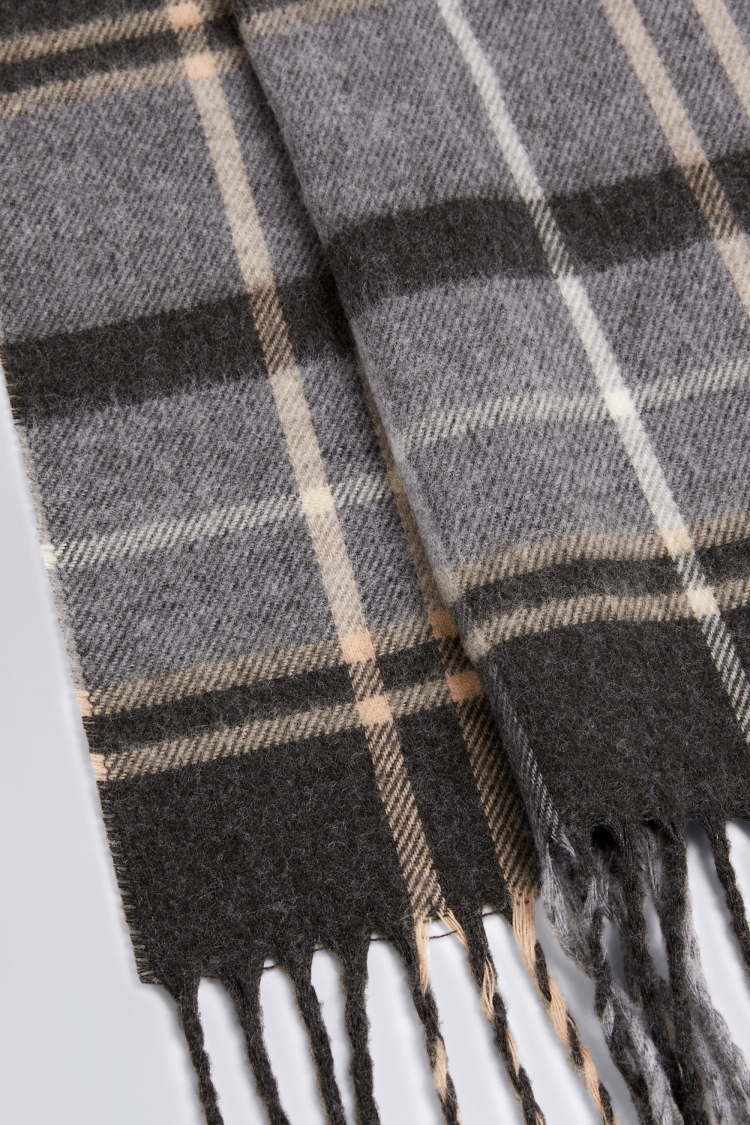 Grey Check Recycled Cashmink Scarf