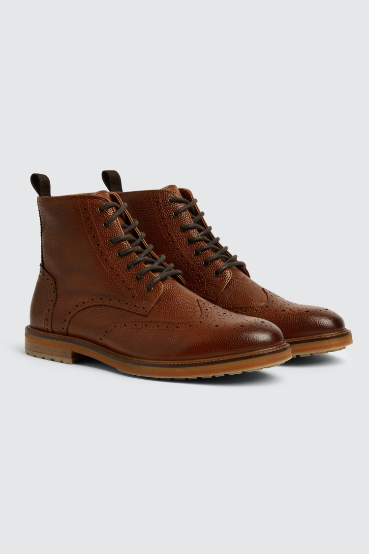 Mens tan shop brogue boots