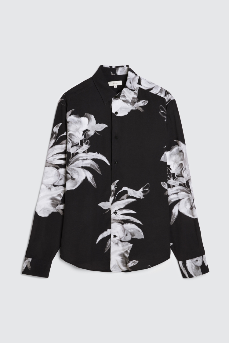 Black and Grey Floral Shirt
