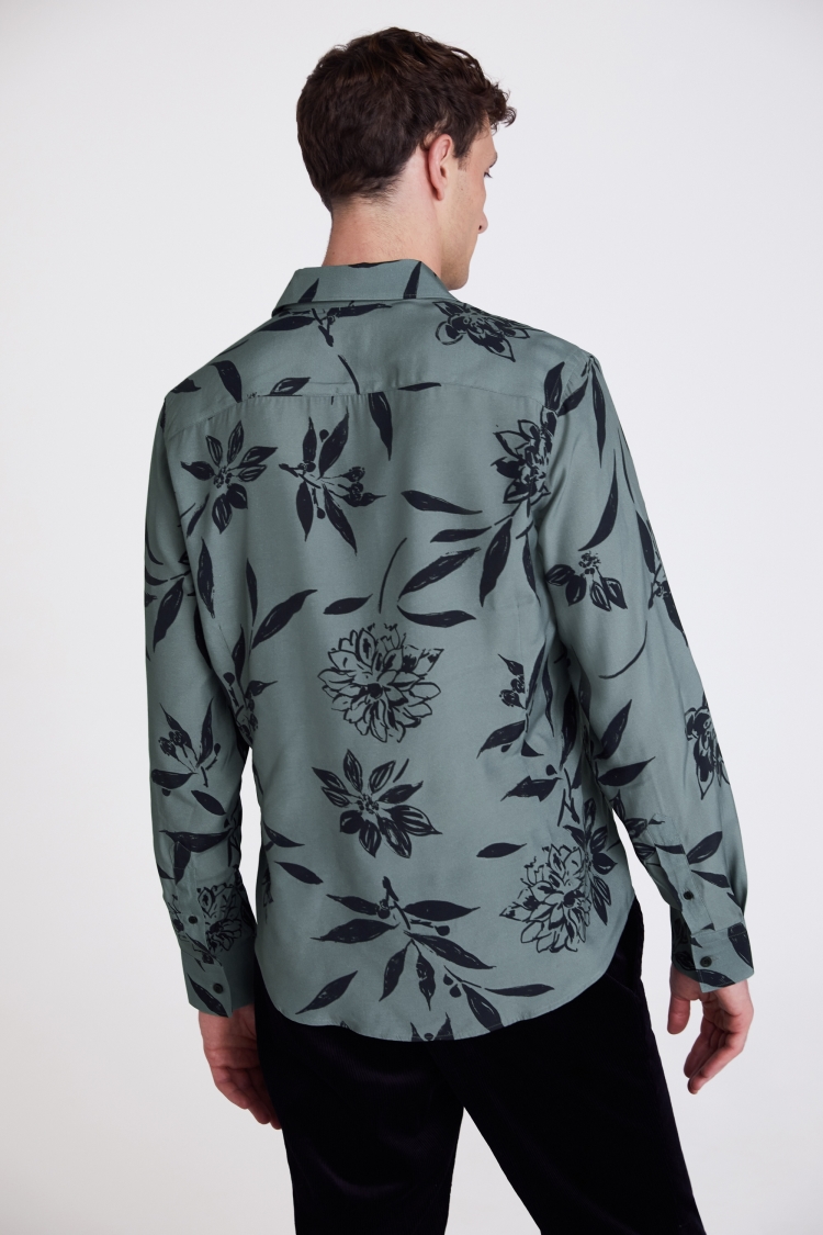 Tailored Fit Teal Floral Shirt | Buy Online at Moss