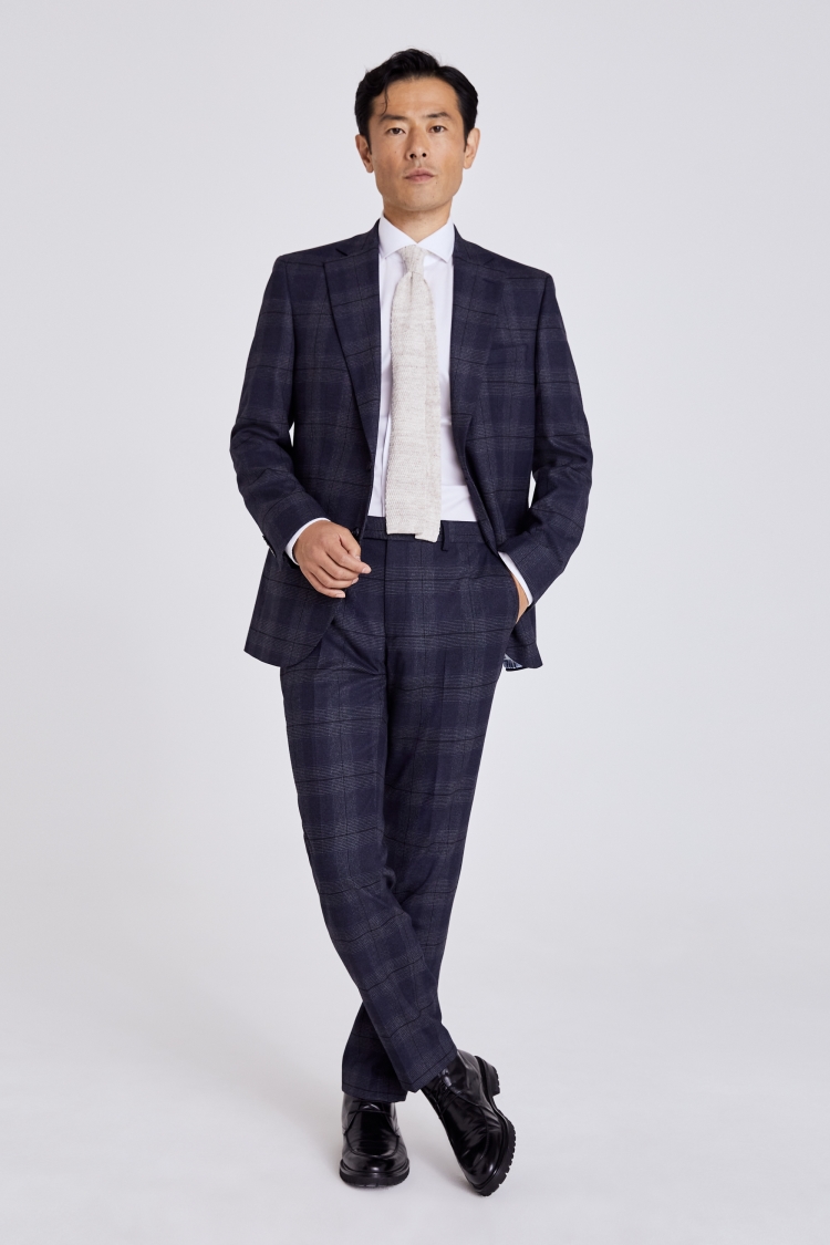 Buy Men Navy Check Slim Fit Formal Blazer Online - 628015 | Peter England