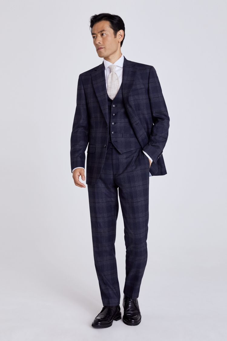 Tailored Fit Blue with Black Check Jacket