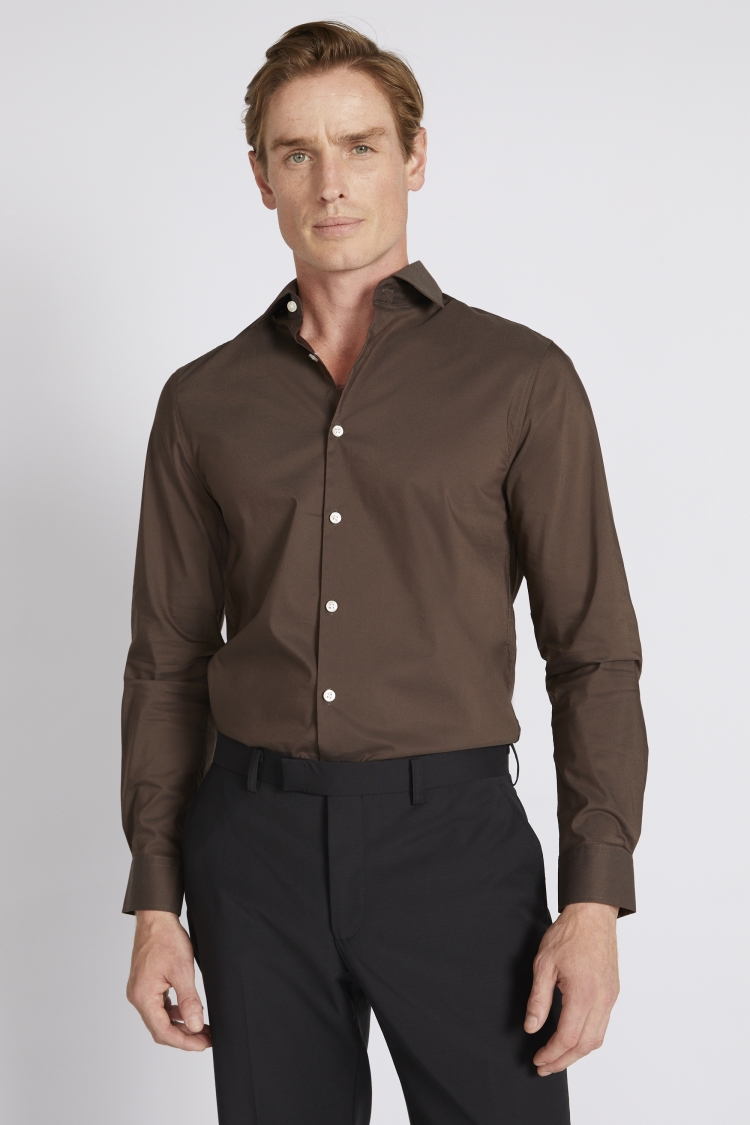 Slim Fit Chocolate Stretch Shirt