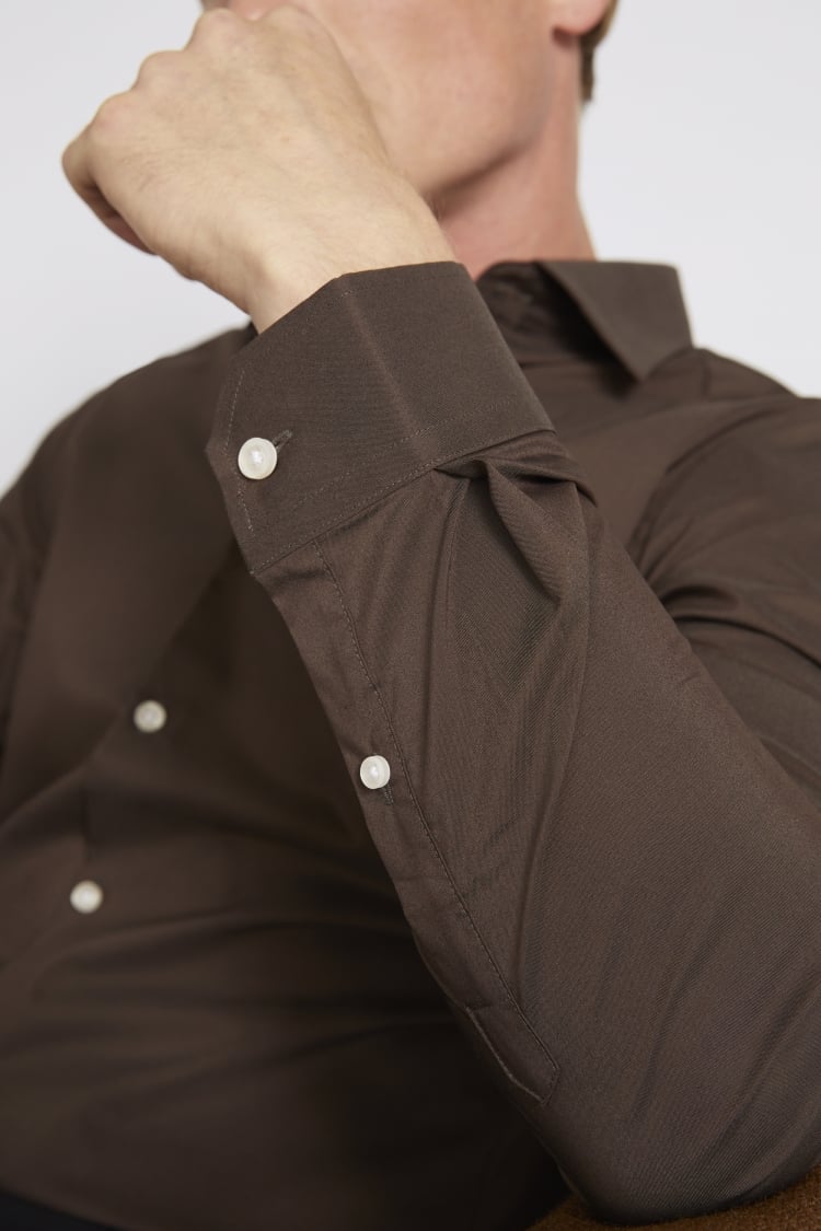Slim Fit Chocolate Stretch Shirt