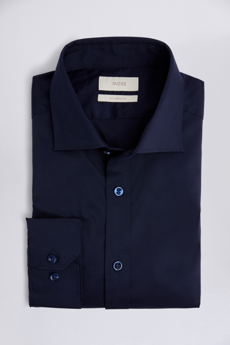 Tailored Fit Navy Stretch Shirt