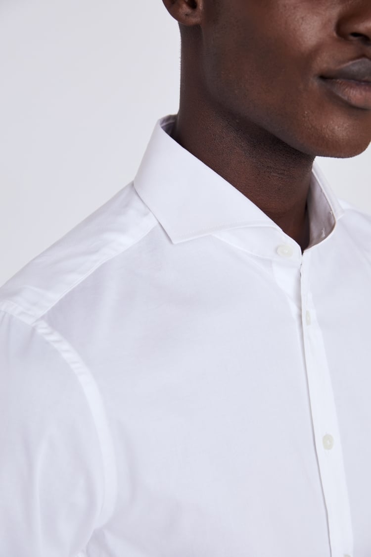 Slim Fit White Stretch-Twill Shirt