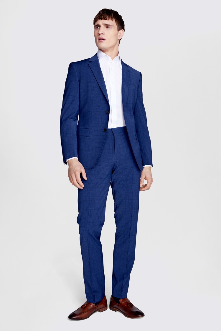 Boss Slim Fit Blue Check Suit
