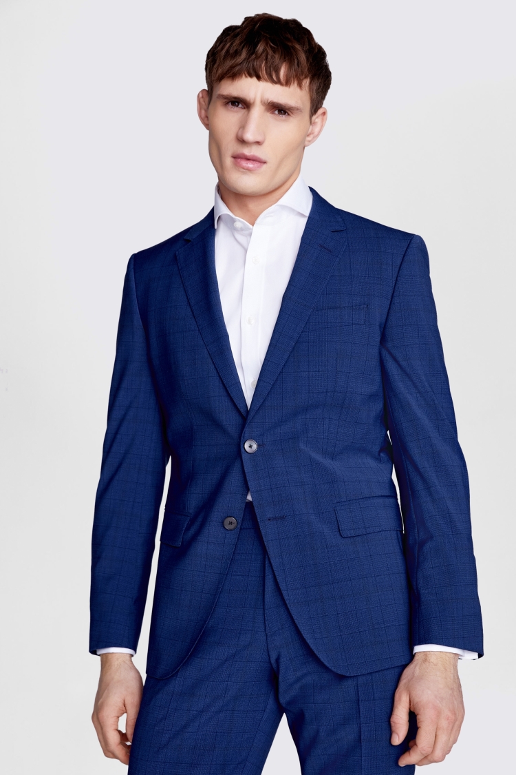 Boss Slim Fit Blue Check Jacket | Buy Online at Moss