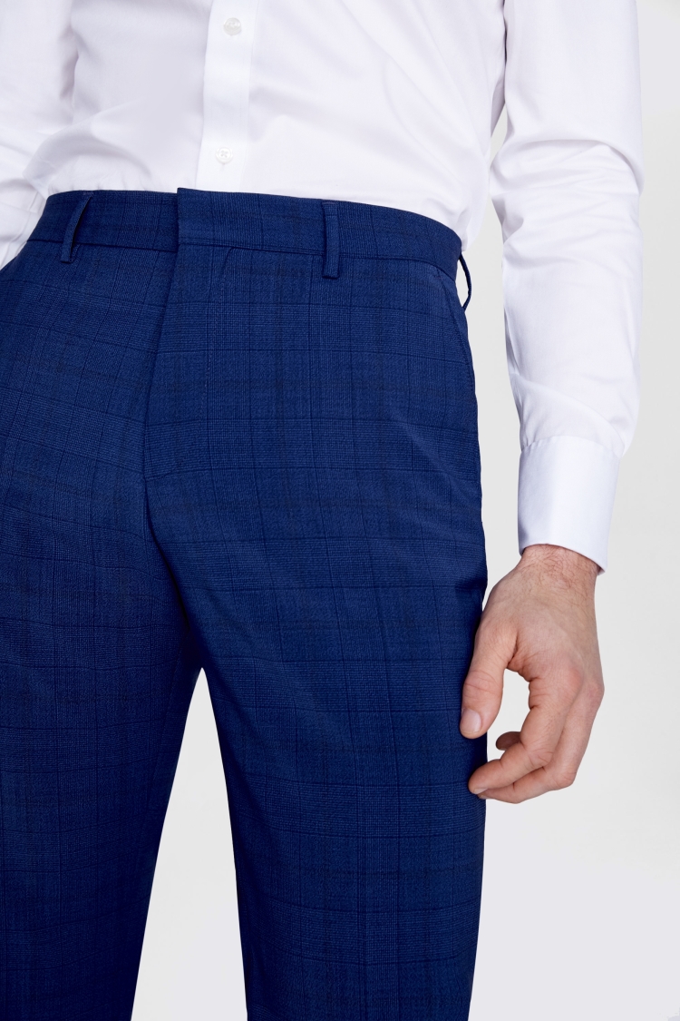 Slim Fit Blue Check Trousers