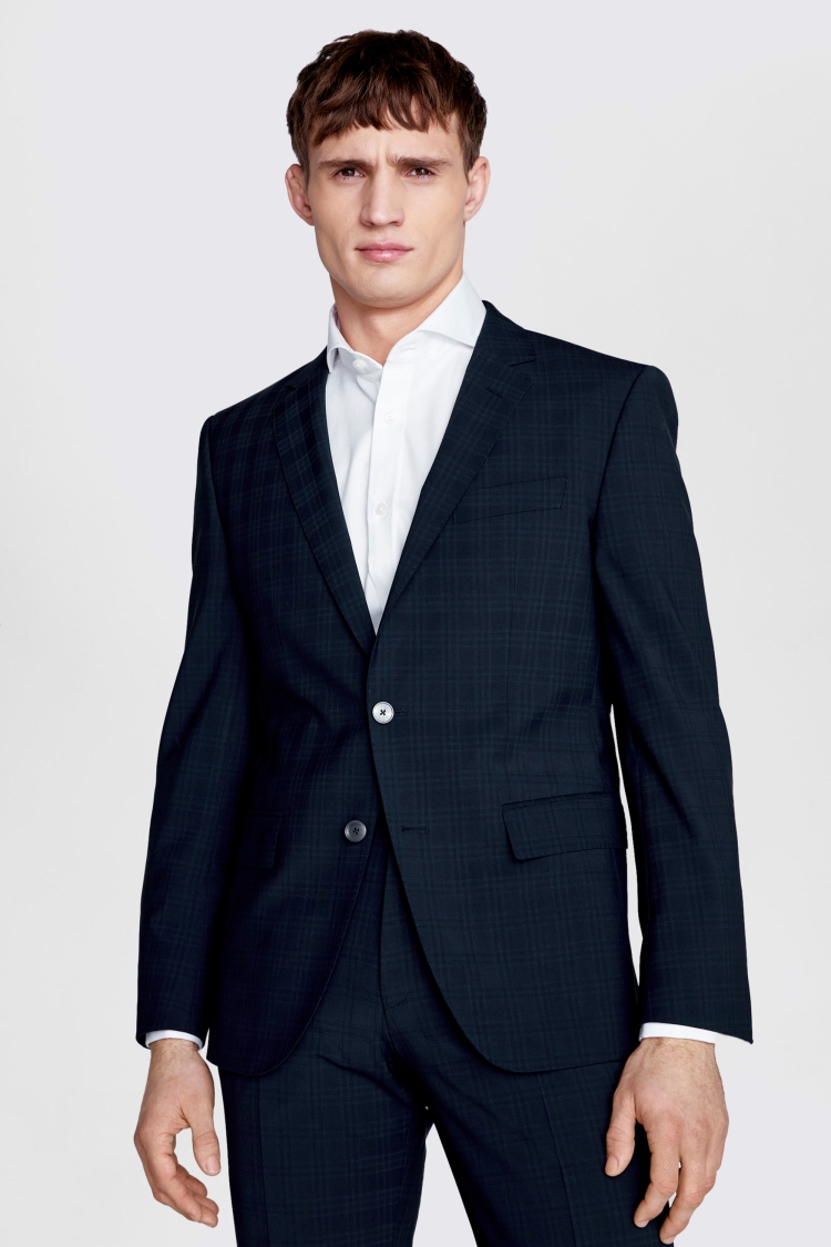 Boss Slim Fit Navy Check Jacket