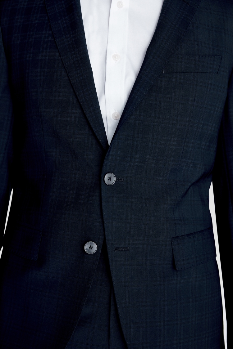 Boss Slim Fit Navy Check Jacket