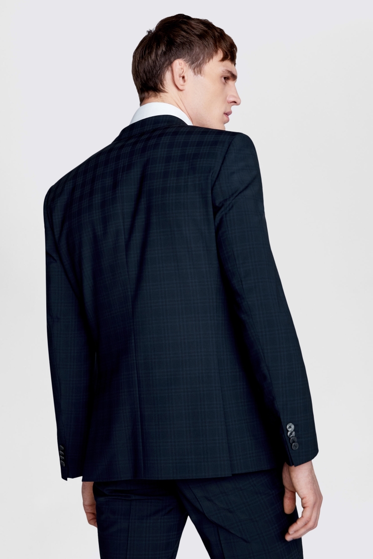 Boss Slim Fit Navy Check Jacket