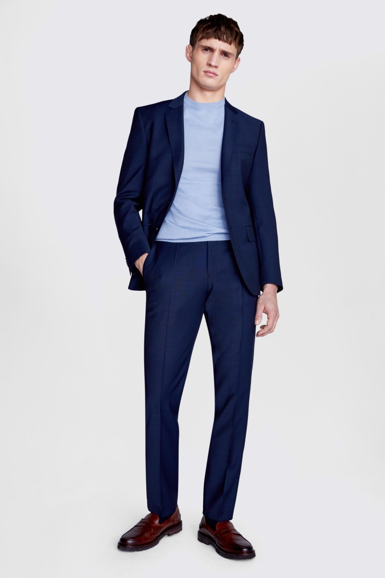 Boss Slim Fit Navy Semi Plain Suit