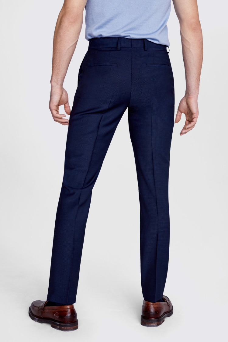 Slim Fit Navy Semi Plain Trousers