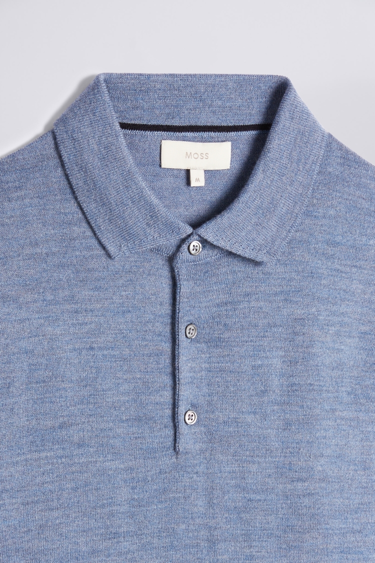 Blue Fog Merino 3 Button Polo Shirt