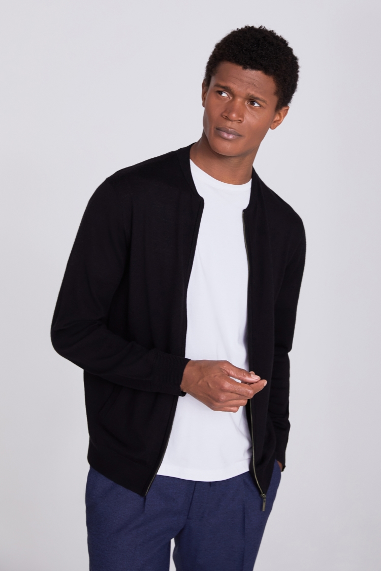 Merino zip through on sale cardigan