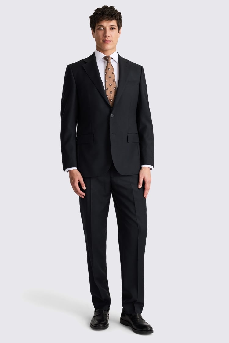 Regular Fit Black Twill Suit