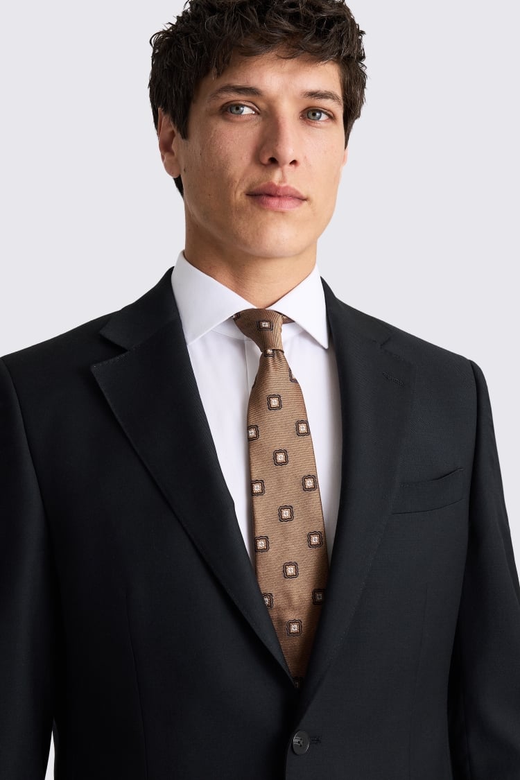 Regular Fit Black Twill Suit