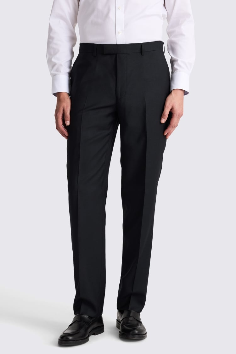 Regular Fit Charcoal Twill Trousers | Buy Online at Moss