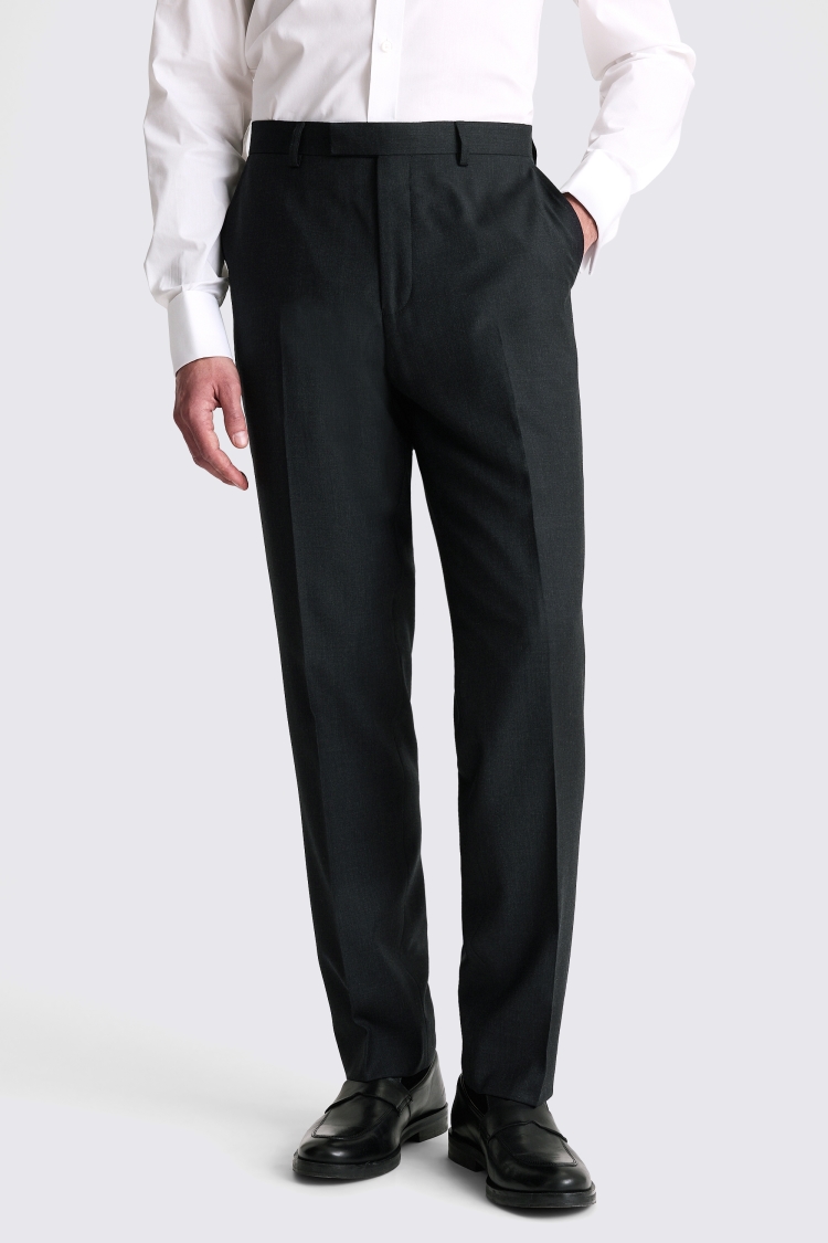 Regular Fit Black Twill Trousers