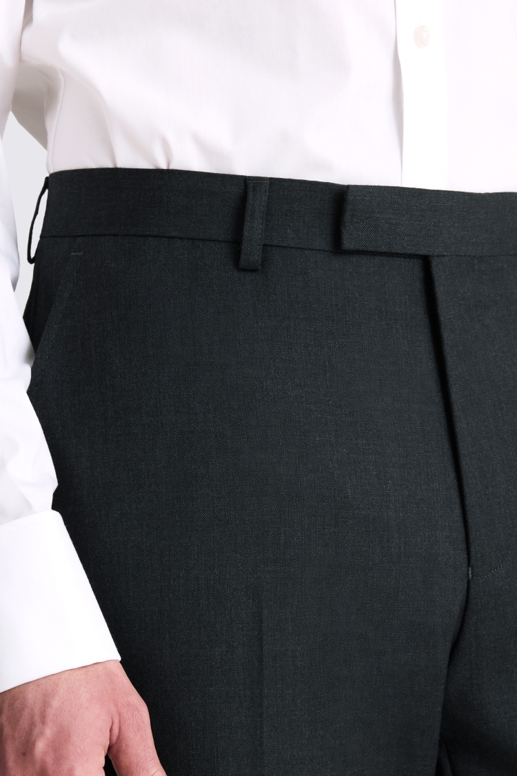 Regular Fit Charcoal Twill Trousers | Buy Online at Moss