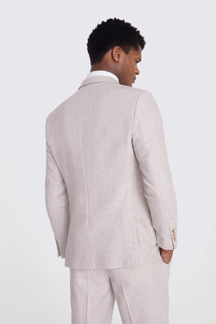 Slim Fit Off White Check Suit