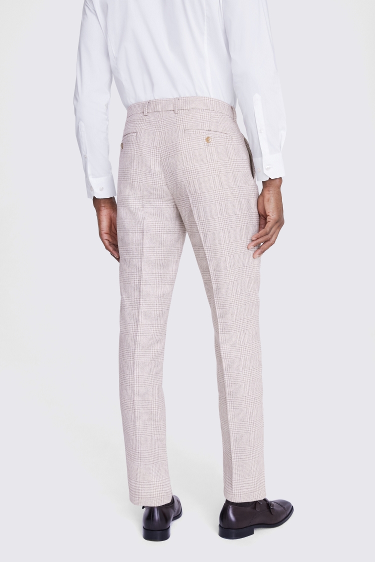 Slim Fit Off White Check Pants