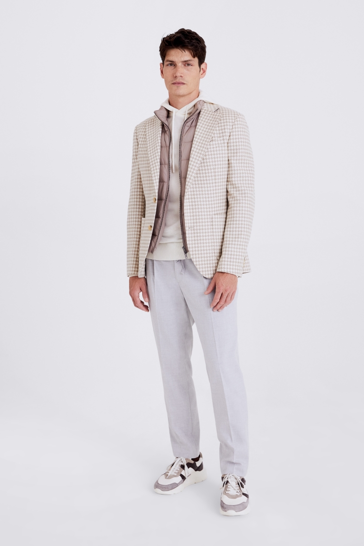 Ecru Houndstooth Italian Wool Jacket 