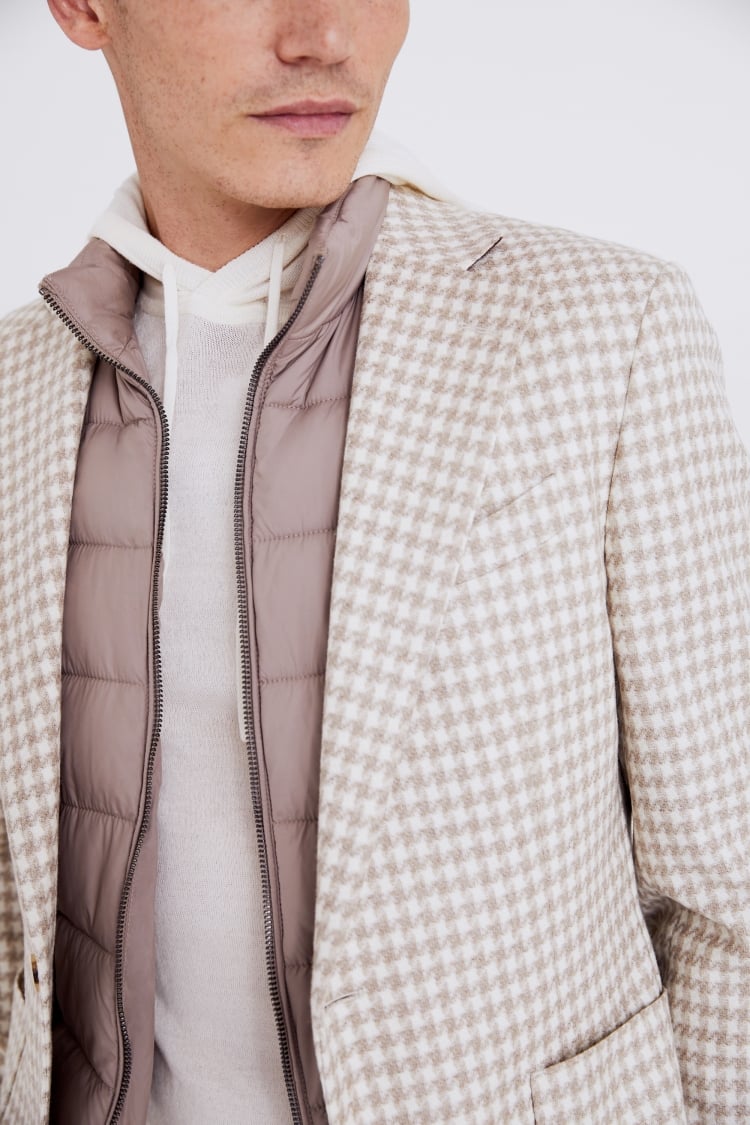 Ecru Houndstooth Italian Wool Jacket | Buy Online at Moss