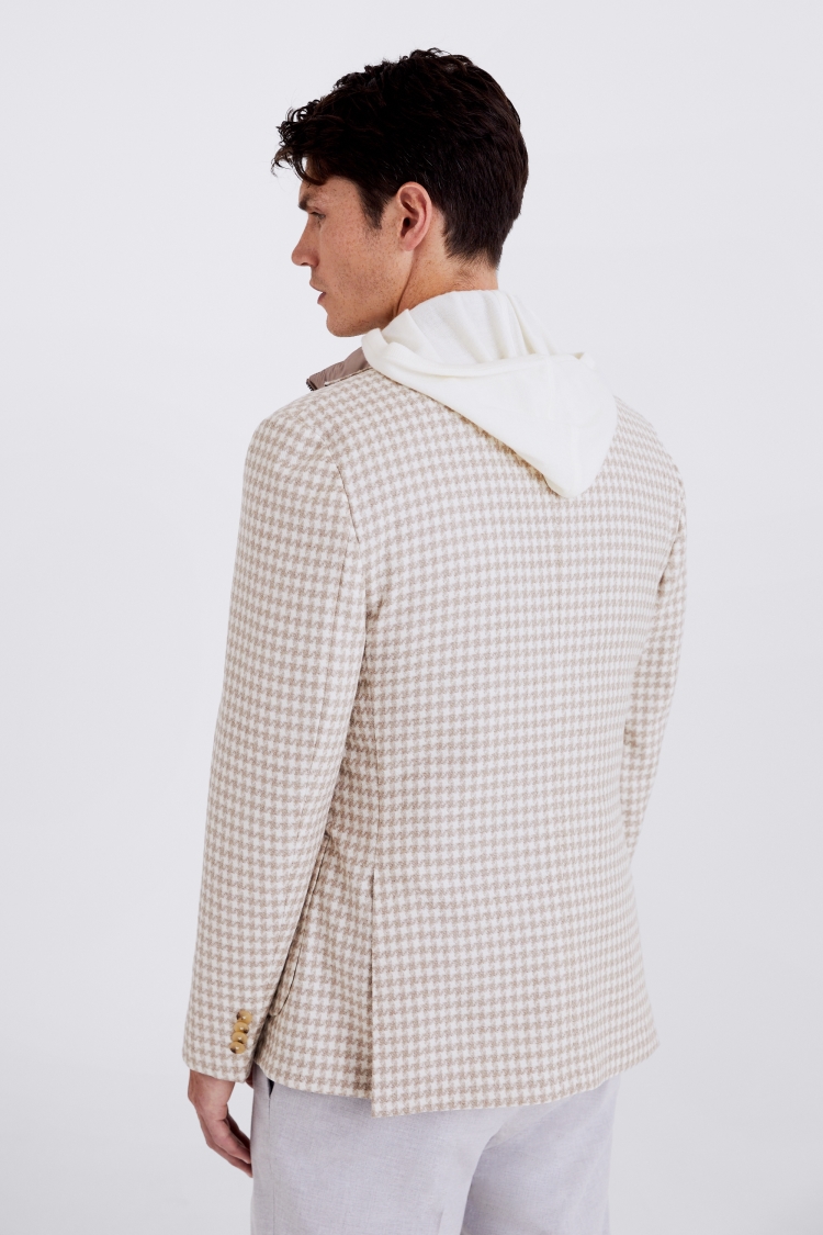 Ecru Houndstooth Italian Wool Jacket 