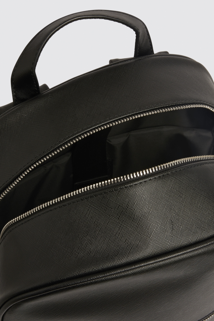 Moss | Men's Black Grained Leather Backpack